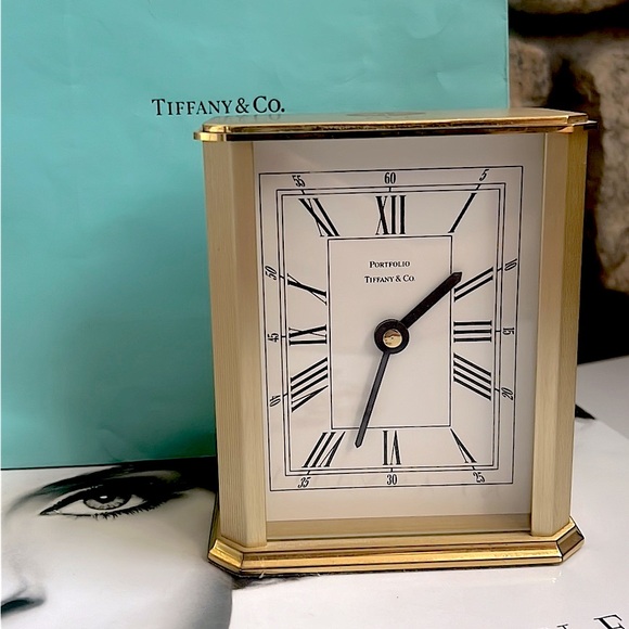 Tiffany & Co. Brass Quartz Desk Clock Battery Operated Made in Germany - Picture 1 of 16